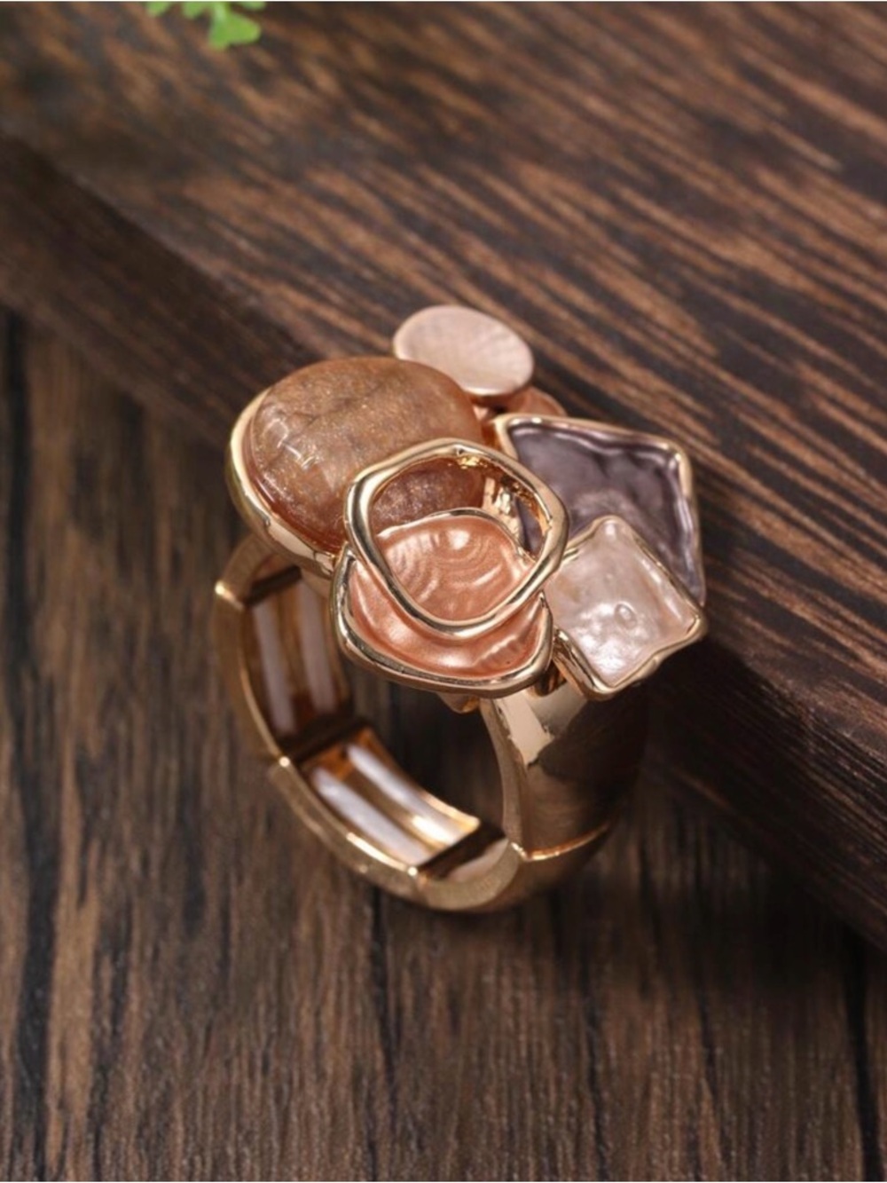 Gold-Tone Pearl Cluster Statement Ring - Picture 8 of 8
